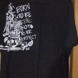 Reason Black Graphic Tee - Born to Be Real, Not Perfect - XXL